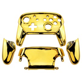 Switch Processor, not for eXtremeRate Faceplate Backplate Handle Switch Procon, Compatible with Chrome Procon Switch, DIY Replacement Grip Housing Case Cover [Chrome Gold]