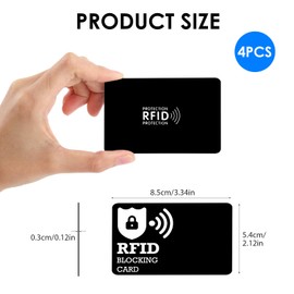 OIHCAZ RFID Blocking Card 4PCS, Credit Card Protector Anti-Theft RFID/NFC Contactless Blocking Cards Effective Protect Debit ID Cards Passport, Full Wallet Protection (Black)
