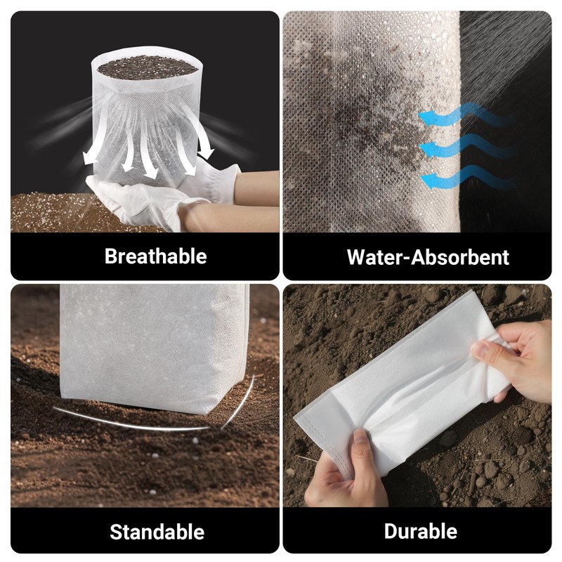 Fabric Grow Bags - 7.9x7.9 inches Breathable Seed Starter Plant