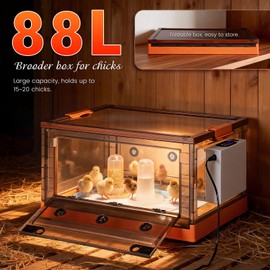 88L Chicken Brooder Box for Chicks, 32-107.6℉Adjustable Temperature Chicks Warmer for 20 Ducks Quail with Feeder and Waterer Heater Indoor Bedding Brooder for Chicken Coop & Quail Cage (88L)