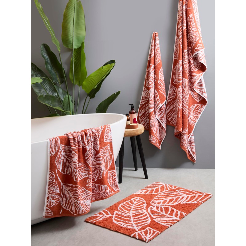 Fusion - Terracotta Leaf Hand Towel (50 x 90cm) -