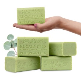 Australian Botanical Soap, Eucalyptus with Lemon, Lime and Petitgrain Plant Oil Soap, 6.6 oz, 187g - 4 Count