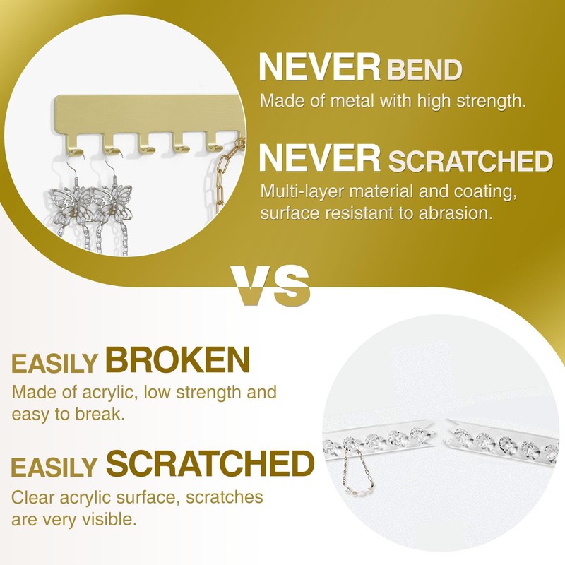 Josmimic Wall Necklace Organizer Holder: Wall Mounted Jewelry Hanging Storage