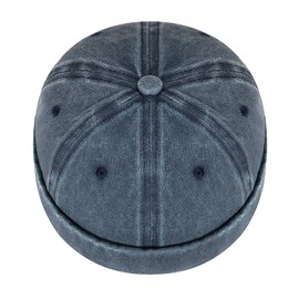 Opreng Classic Vintage Style Solid Color Sailor brimless Skull hat Casual Washed Cotton Rolled Cuff Harbour Hat (Cotton, Black)