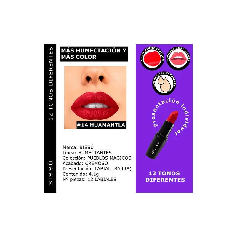Kit Set 12 Labiales Bissu Humectantes Tonos Cafés/rojos