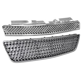 TLAPS 7422439597570 Compatible With 2006-2013 Chevy Impala / 2014-2016 Limited Chrome Mesh Upper + Lower Front Bumper Grill Grille