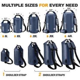 Bolsa seca impermeable, 5L/10L/20L/30L/40L Mochila de almacenamiento ligera con funda para teléfono para mujeres y hombres, saco impermeable flotante para viajes, natación, kayak, tabla de remo