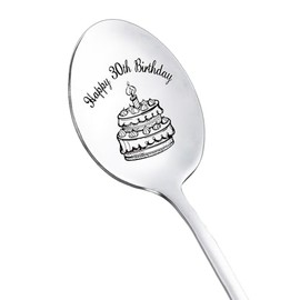 RFTWXHPN 30 Year Old Birthday Gift Spoon for Men Women Happy 30th Birthday Spoons Gifts for Daddy Daughter 30 Yrs Old Birthday Gifts for Husband 30 Th Birthday Gifts for Women Men Yogurt Spoon