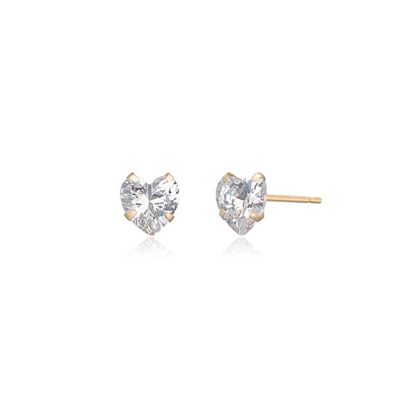 A pair of 14k basic heart cubic earrings S /