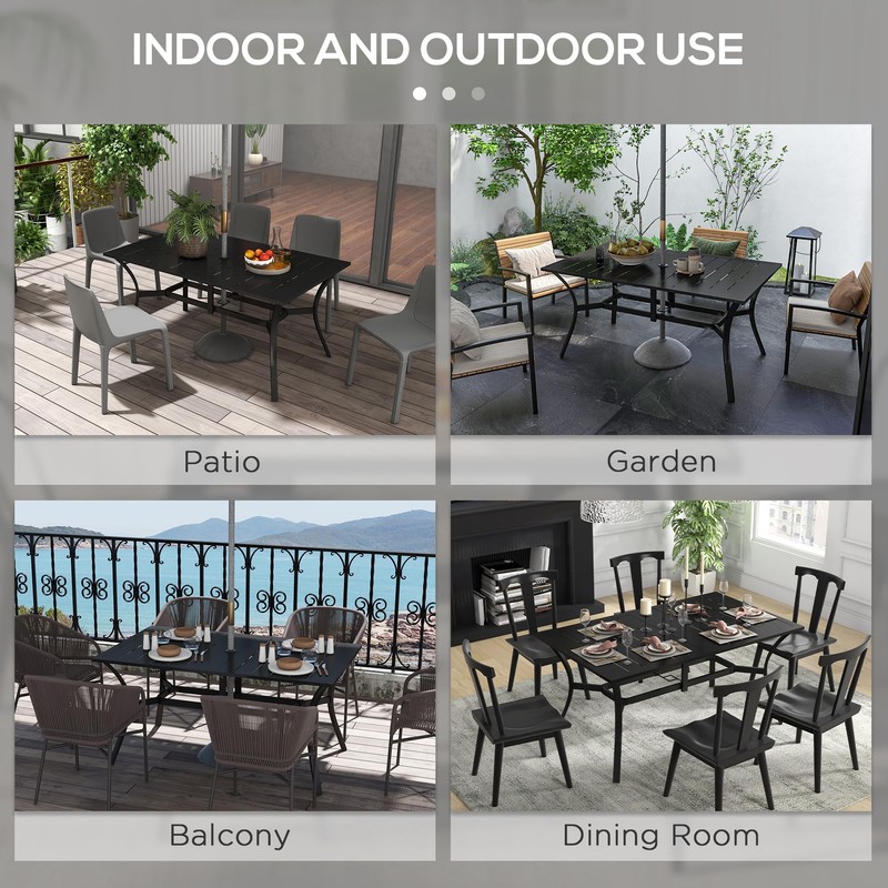 Outsunny Rectangle Outdoor Dining Table for 6 People, Steel Rectangular