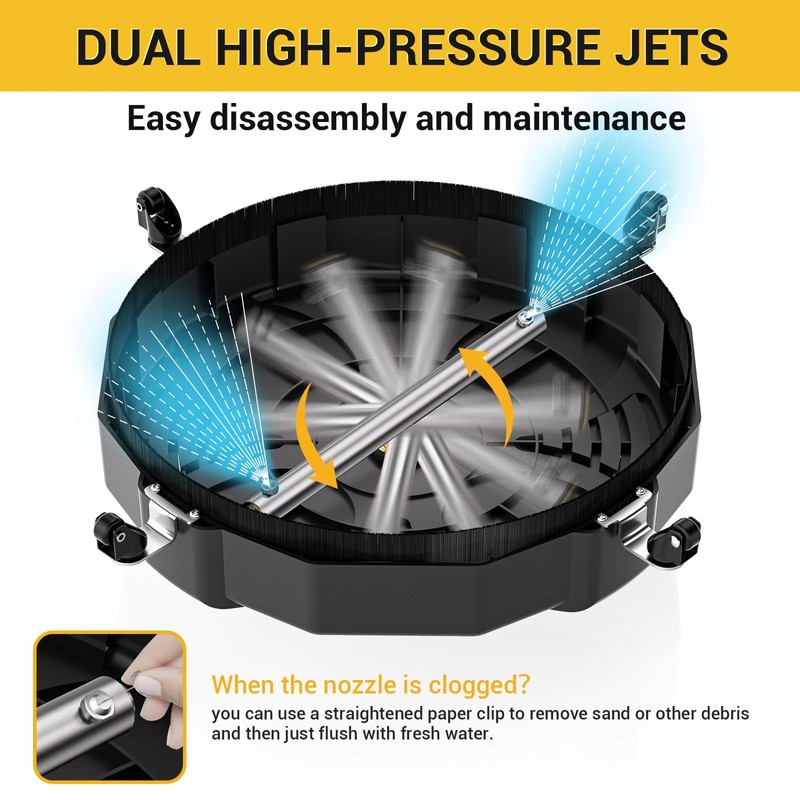 EVEAGE 18 Inch Large Size Pressure Washer Surface Cleaner Attachment