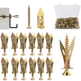 160 Pcs Self Drilling Drywall Anchors with Screws Kit for Cabinets, Shelves, Shelf Straps, Bicycles, Curtains No Drill or Holes in Wall 80 Sheetrock Anchors & 80 Zinc Plated Expansion Screws