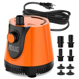 AQUE 360° All-round Water Intake Submersible Pump. It is suitable for fish tanks, ponds, aquariums and hydroponic systems. It comes with a 6-foot power cord and 4 nozzles. (40W)