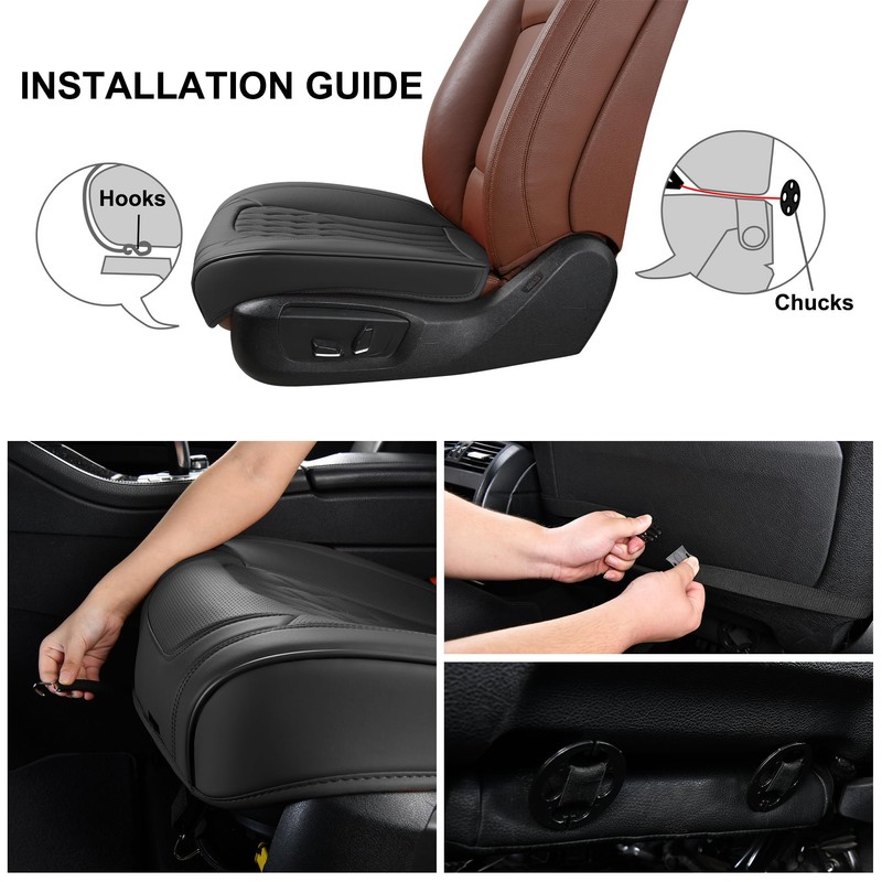 BWTJF Black Car Seat Cover 2 Pack, Universal Leather Front