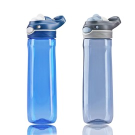 DEARART 2 Packs 26oz Blue Water Bottle and Grey Water Bottle, BPA FREE No Straw 100% Leakproof, Has Handle Easy Carried Suit Work Home Office Sports Travel etc.