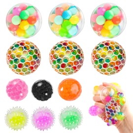 RtottiM 12 Stress Balls, Anti-Stress Ball, Mesh Stress Balls, Anti Stress Squeeze Grape Balls, Anti Stress Toy, Anti-Stress Balls for Children Adults, for Anxiety Relief and Soothing