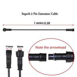 Extension Cord Black Outdoor 3.3 ft Cable with Male and Female Connectors 1Meter/PCS 5Pack for SMY Lighting LED Deck Lights-UL Listed