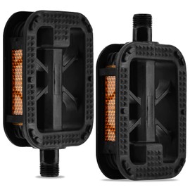 Folding Bike Pedals with Nonskid Treads & Reflective Strips, Waterproof BMX Pedals Compatible with Road Mountain Bike Tricycle(Black,Size:9/16 Inch)