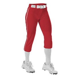 Alleson Womens Belted Fastpitch Pant Scarlet, White S 625PBW 625PBW-SCWH-S