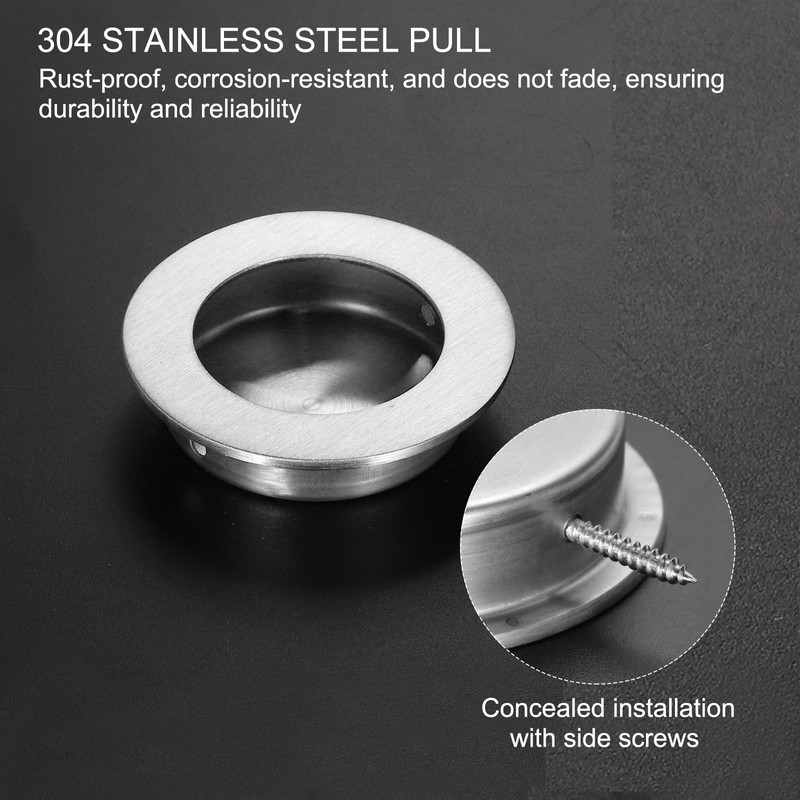 PATIKIL 2 in/50mm Dia Round Recessed Door Pulls, 2 Pack