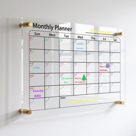 IJIJIJ- 17×13” Clear Acrylic Calendar for Wall, Acrylic Wall Calendar Dry Erase Board, Reusable Monthly Whiteboard, Family Planner for Wall with 8-Color Markers, Perfect for Home, Office & Classroom