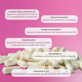 Matter Diaria Fem, Vitaminas para Mujer con Inositol, Quatrefolic®, Ferrochel®, Minerales Quelados TRAACS® & Albion®, Apoyo al Bienestar Femenino, Ene