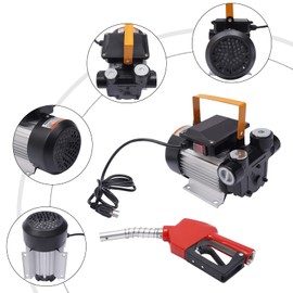 BIXIBIN Electric Diesel Oil Fuel Transfer Pump, Diesel Kerosene Biodiesel Pump, 110V AC 16GPM Kit Electric Self-Priming w/Discharge Hose & Nozzle Black