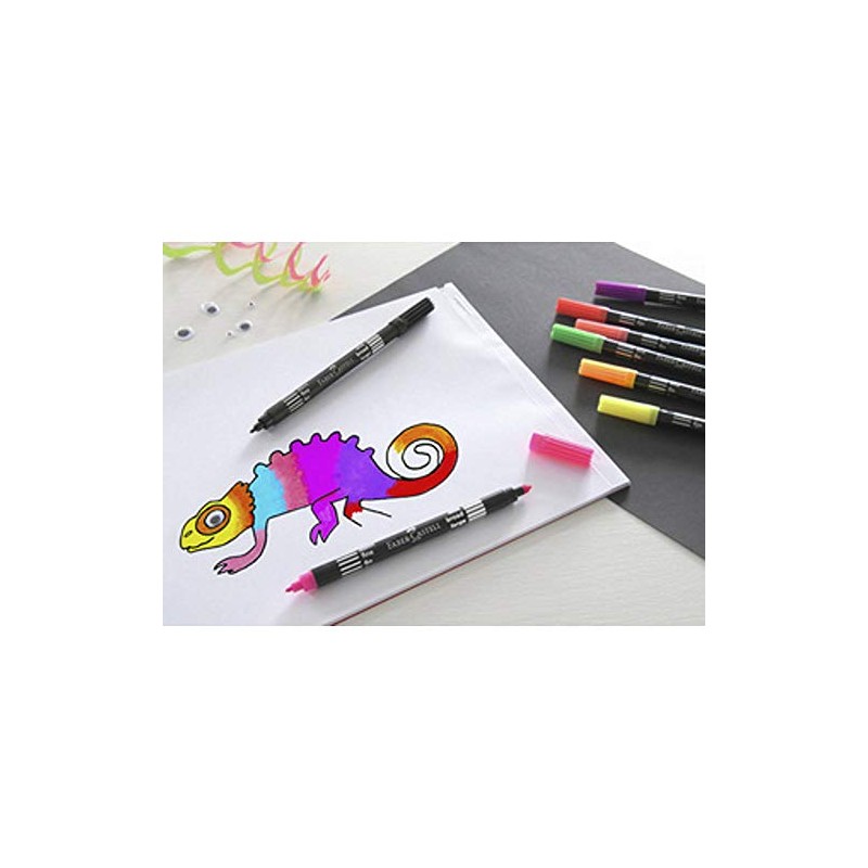 Faber-Castell 151109 - Doppelfasermaler 10er Etui, neon (2x 10er Etui