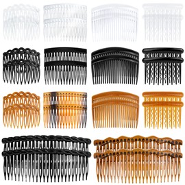 RETON 28 Pcs Non-Slip Plastic Twist Hair Clips and Combs Accessories for Women's Thick or Fine Hair (Black, Coffee, Transparent)