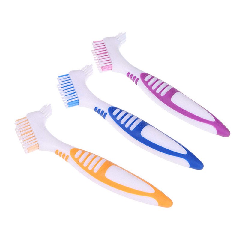 Premium Denture Cleaning Brush Set with Multilayer Bristles and Ergonomic