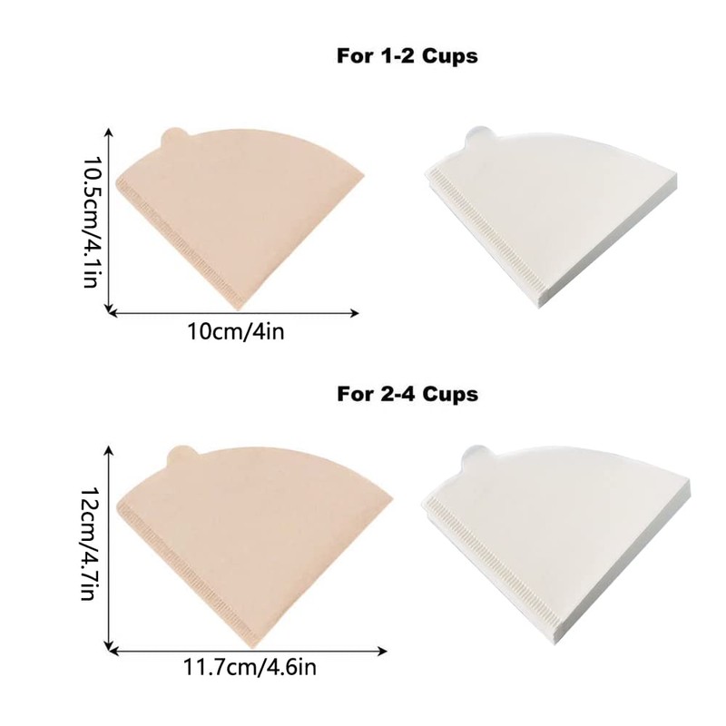 100 Pcs Coffee Filter Papers, Disposable Unbleached Cone Filter Papers