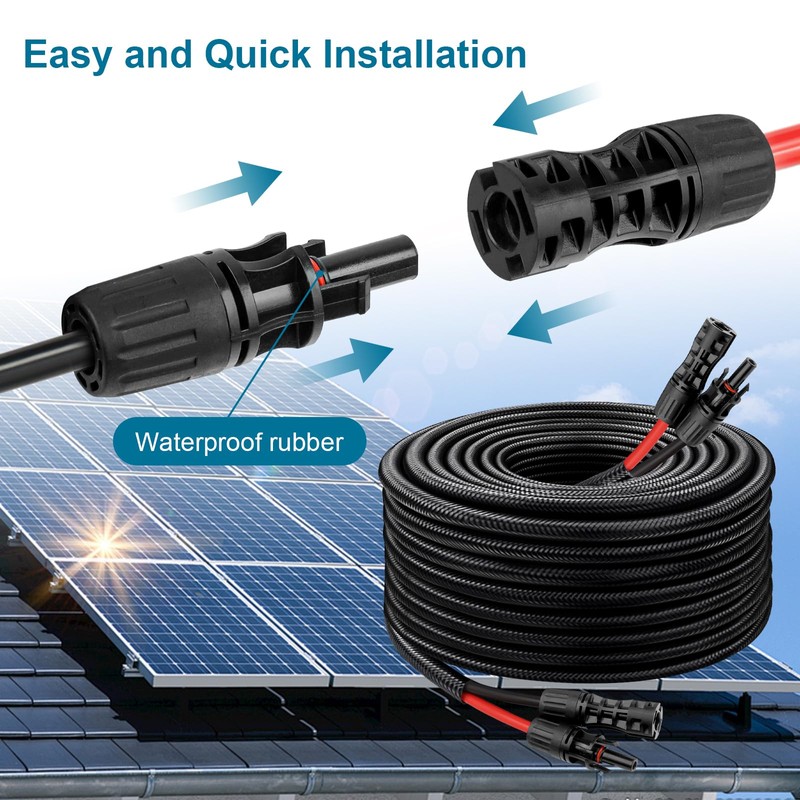 Solar Panel Extension Cable - 8AWG 25FT Solar Wire with