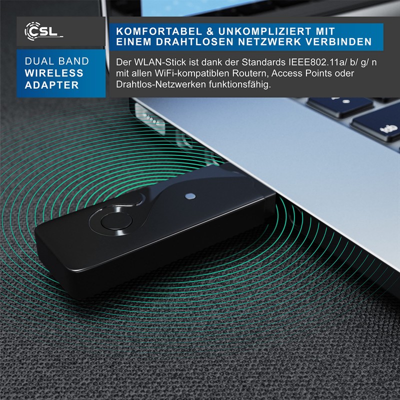 CSL - USB WLAN Stick, DualBand 2.4GHz & 5GHz and