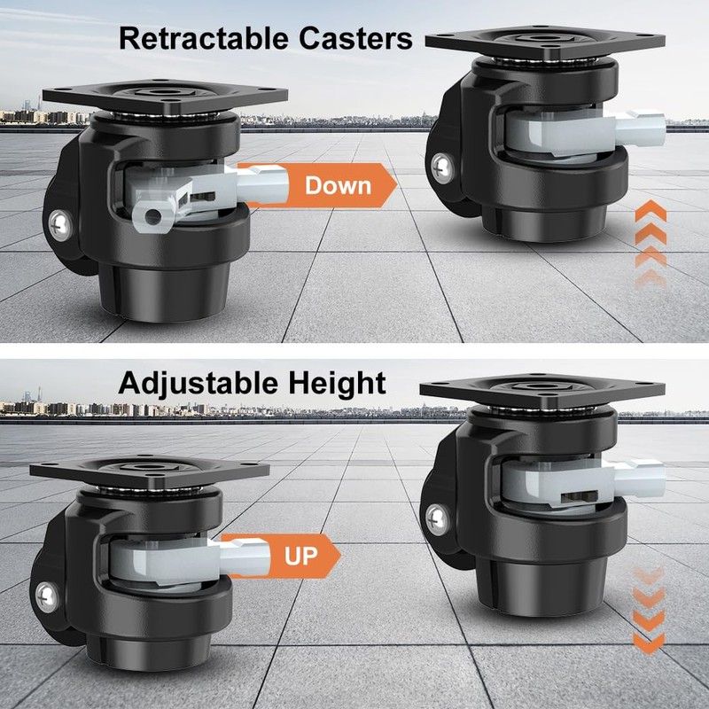Trollastor Leveling Casters Heavy Duty with Ratchet Handle Design Total