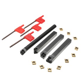 S12MSCLCR09+SCLCR1212H09+SCLCL1212H09+SCMCN1212H09 4 PCS 12MM Shank Lathe Turning Tool Holder Boring Bar + 10PCS Carbide Insert + 4PCS Wrench