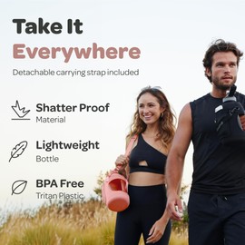 Hydracy 78 oz Water Bottle With Time Marker, 2 Liter Water Bottle With Straw, Half Gallon Gym Water Bottle With Strap, Reusable Water Bottles With Handle, Large Clear Water Bottles