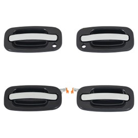 LQQDP New 4pcs Black Base Chrome Lever Exterior Door Handles Left & Right (Driver & Passenger) Front & Rear,for 99-07 Silverado Sierra Old Body 00-06 Tahoe Suburban Yukon XL 02-06 Avalanche Escalade