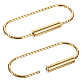 Tweruna 2Pcs Brass Key Ring, Heavy Duty Screw Lock Keychain, Simple Golden Carabiner Purse Bag Charms, Gold Screw Lock Clip, Car Key Organizer for Men Women, Purse Charms for Handbags