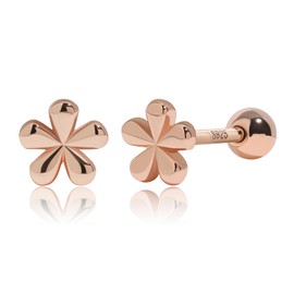 Meissa Blumen Schraubverschluss Ohrstecker für Teenager Mädchen Damen, Kinder 925 Sterling Silber Hypoallergene Schlafohrringe mit Kugelrückseite Roségold Beschichtete Piercing Ohrringe, Roségold