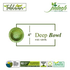 Palash - Sal Leaf | 4" Dessert, Soup, Condiments Bowl | Eco-Friendly Biodegradable |Theme Party, Wedding, Dinner | 4" Round Bowl (4oz/120 ml)| Pack of 50