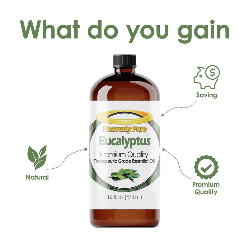 Heavenly Pure - Eucalyptus Essential Oil 16 oz Large Bottle
