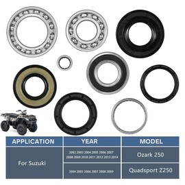 CTcar Rear Differential Bearing and Seal Kit for Suzuki Ozark 250 LTF250 2X4 2WD 2002-2014