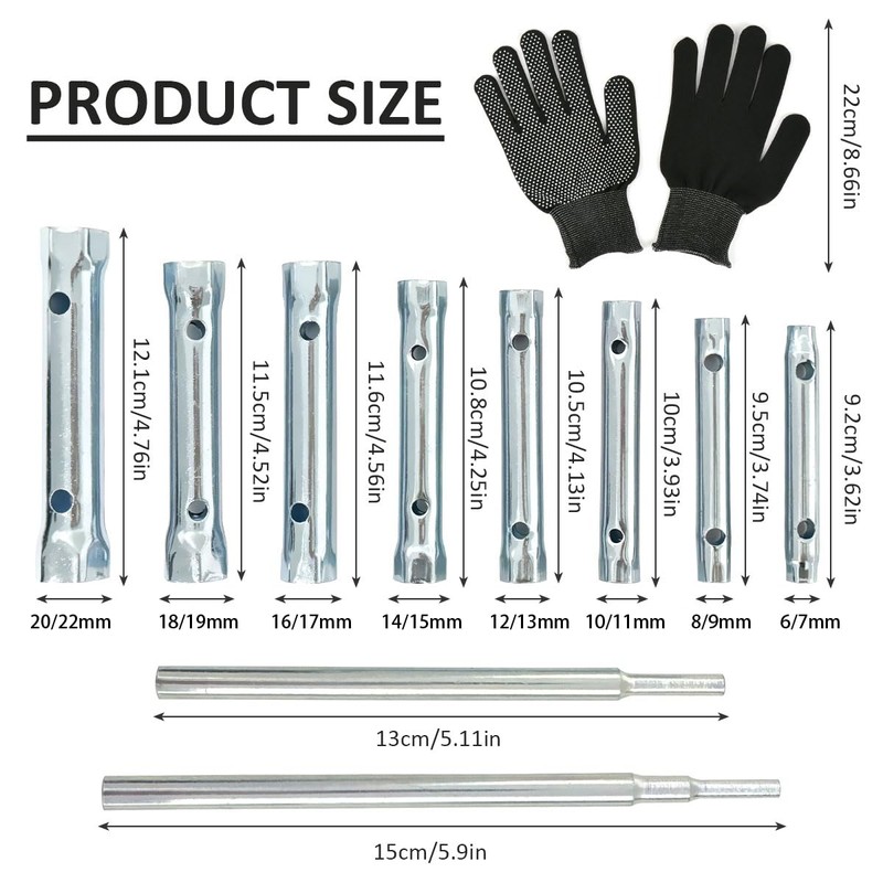BATINO 10Pcs Dual-Ended Shower Valve Socket Wrench Set Faucet Nut