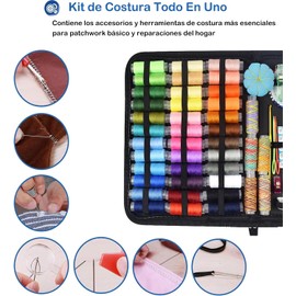 Kit de Costura Portátil 304 Piezas,Costureros para Casa Profesional con Hilos para Coser,Tijeras de Costura,Agujas para Coser,Cinta Métrica y Accesorios,Ideal para Hogar,Viaje,Manualidades DIY