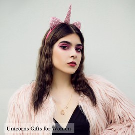 Hidepoo Unicorn Necklace Gifts - Colorful CZ Heart Unicorn Necklace Jewelry Gifts Heart Pendant O Initial Necklaces Jewelry Birthday Gift for Her