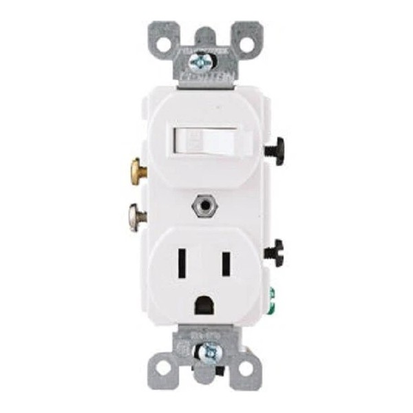 Leviton (10)-Leviton White 15A Heavy-Duty Electrical Switch & Outlet 52250WS
