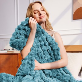 Whale Flotilla Throw Blanket for Couch with Expanded 3D-Jacquard Pattern, Fuzzy Soft Cozy Exquisite Blankets or All Season, Warm and Fluffy, 130X150 CM, Slate Blue