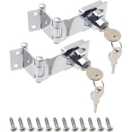 Zarique 2 Pack Keyed Door Lock Hasp Latch ，Collapsible Solid 304 Stainless Steel File Cabinet Lock Desk Drawer Lock Fit for 90/180 Degree Drawers, Dabinets, Doors, Flip Barn Door (Individual Key)