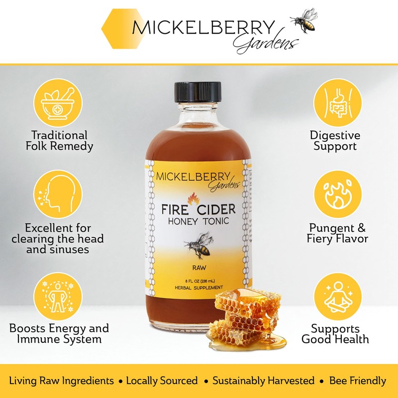 Fire Cider Apple Cider Vinegar Honey Tonic with Organic Turmeric