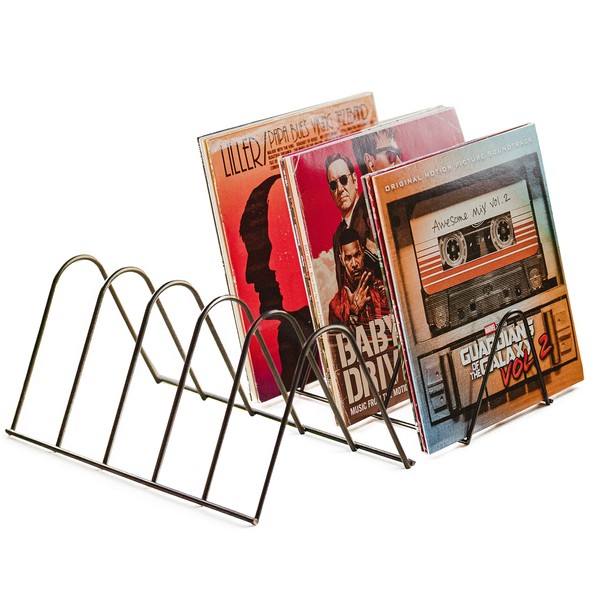 Record Stand, Storage for 75 LPs, Brochure Holder, Matt Black Metal, Record Holder Stand Magazines Books